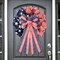 2PCS 4th of July Decorations, Red White Blue Wreath Decor for Front Door, Stripe Stars Tree Topper Patriotic Bows, for Independence Day, Memorial Day, Indoor/Outdoor Home Holiday Party.